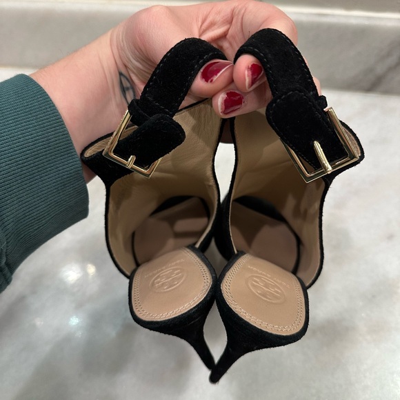 Tory Burch Black Suede Heels - Picture 4 of 8